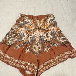 H&M Brown Paisley High Waist Women's Shorts